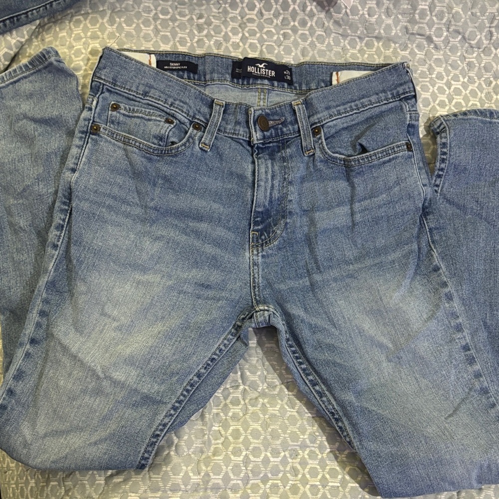 Hollister Men's Skinny Jeans in Light Blue Denim